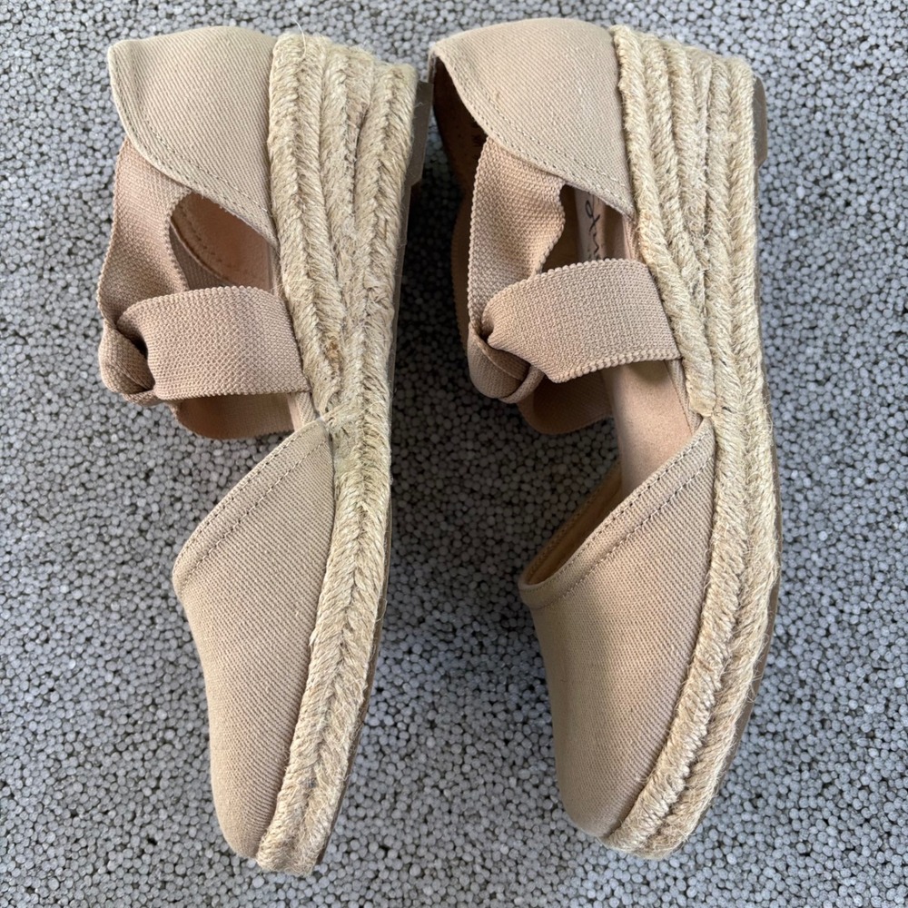 LifeStride Espadrille Wedges Womens 7M Tan Bow Kascade Cottagecore Boho New - Picture 3 of 9